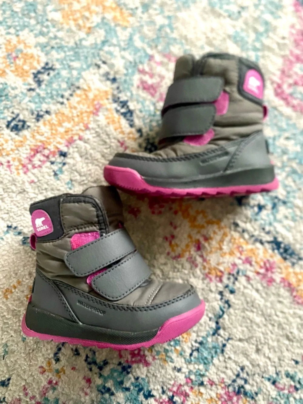 Sorel Whitney II Strap WP Snow Boots Toddler Waterproof Pink Grey Size 6 Girl
